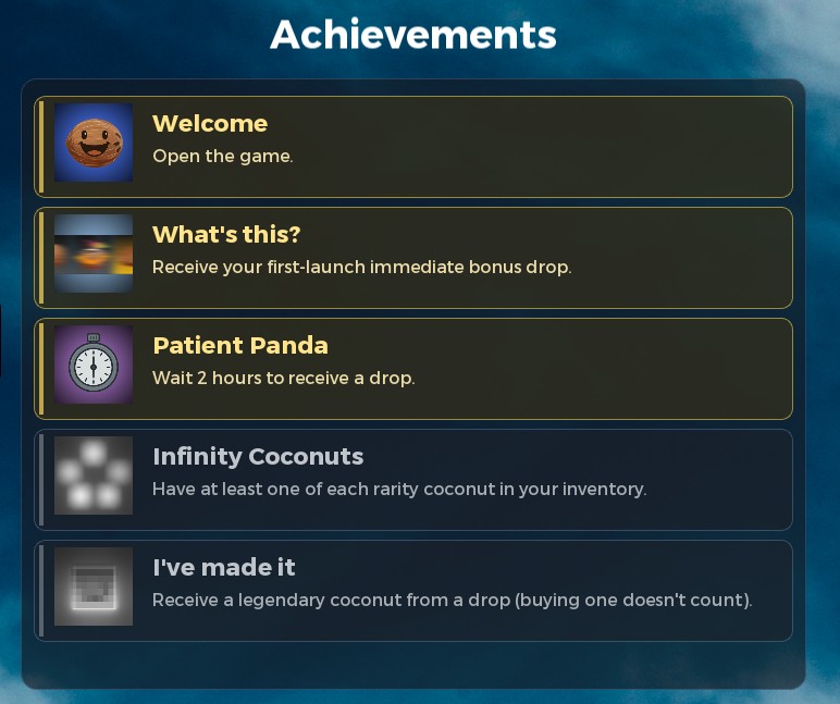 Coconut - achievements screenshot