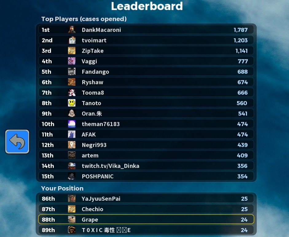 Coconut - leaderboard screenshot